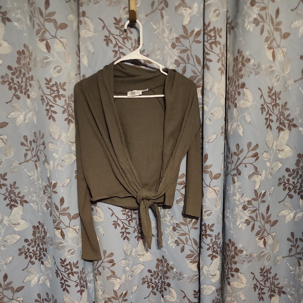 Out From Under Grey Tie-Front Blouse